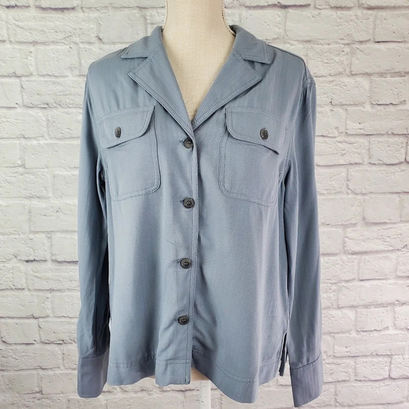 Max Jeans Shirt Jacket Slate Blue Sz S NWT - Picture 1 of 12